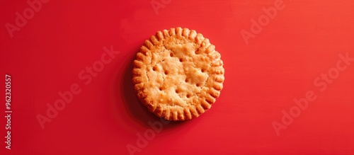 Jammy Dodger Biscuit Cookie On A Bright Red Background photo