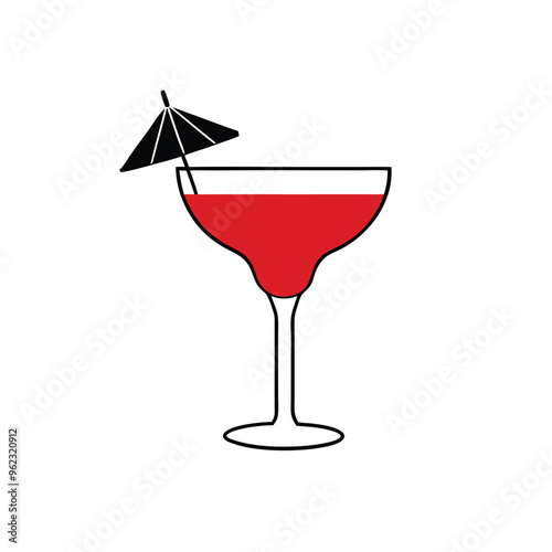 a Margarita and Daiquiri Glass silhouette illustration,  isolated white background