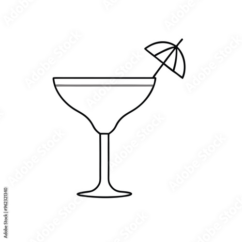 a Margarita and Daiquiri Glass silhouette illustration,  isolated white background