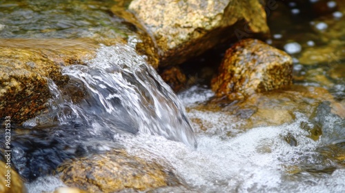 Tranquil Stream Flowing Over Rocks