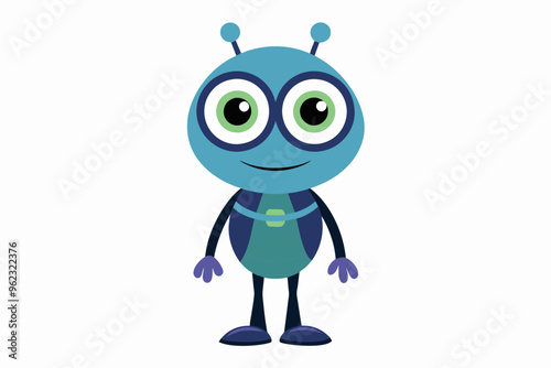  Cute alien full body two legs on white background vector art illustration  photo