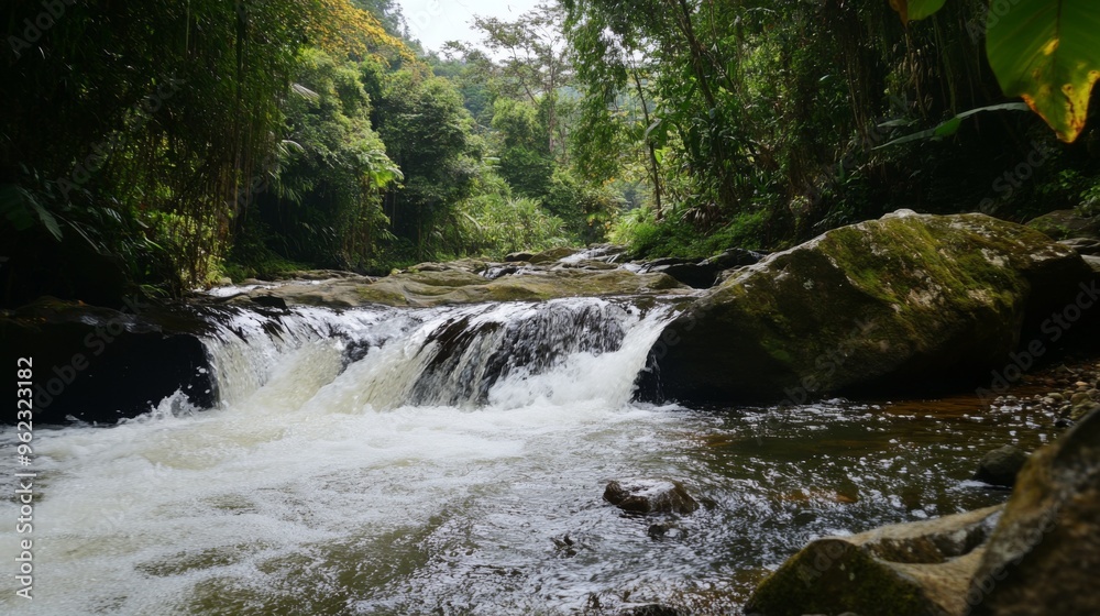 Serene River Flow in Lush Forest Serene River Flow in Lush Forest