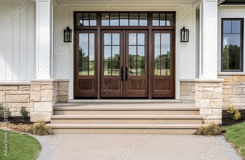 Front door to a house with steps