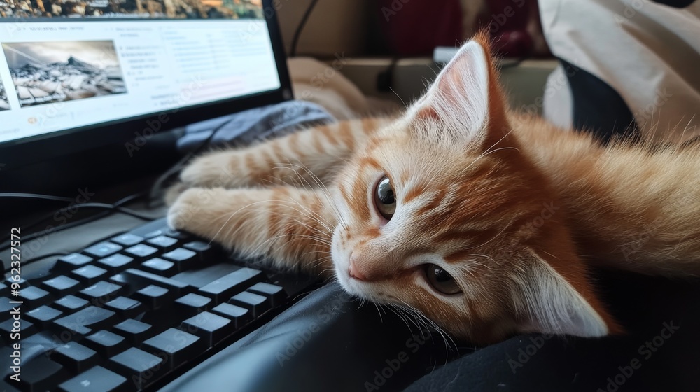 Cozy Cat on Keyboard Cozy Cat on Keyboard