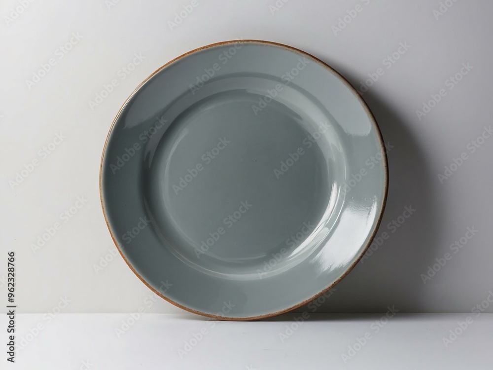 Empty grey ceramic plate isolated on white, ideal for adding your own design. Empty grey ceramic plate isolated on white, ideal for adding your own design.