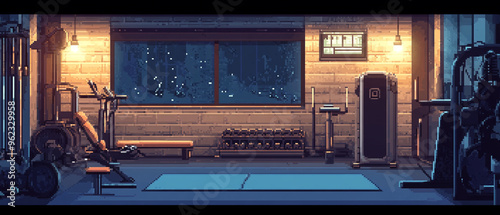 Wallpaper Mural empty gym at night game platform illustration background Torontodigital.ca