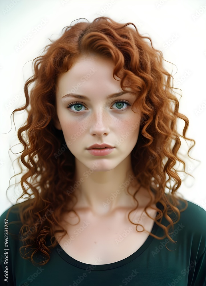 Fototapeta premium Portraits of a Red-Haired Woman with Freckles