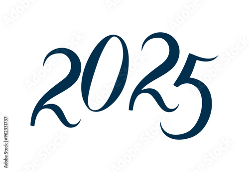 Happy New Year 2025 Typography Design Blue Abstract Vector Illustration