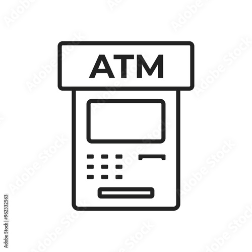 Simple ATM machine icon. Automated teller machine vector. Withdrawal.