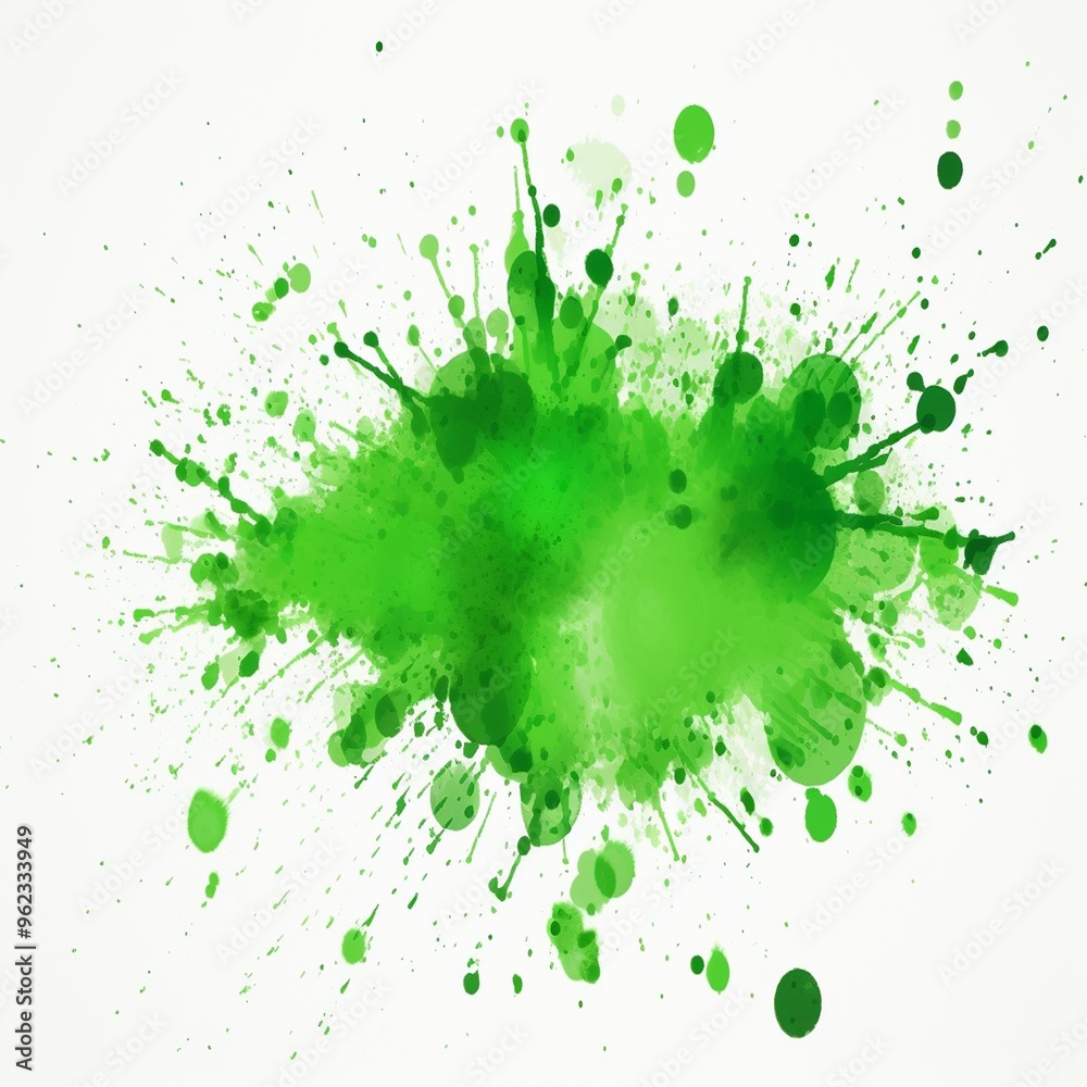green ink splatter, dotted, isolated in white background and copy space green ink splatter, dotted, isolated in white background and copy space