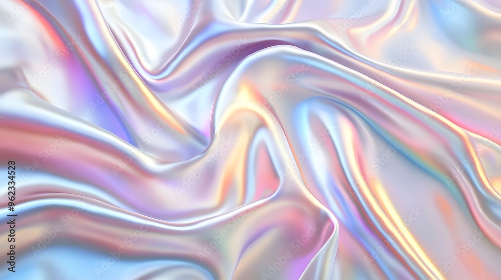 Iridescent satin background with wavy folds, creating an elegant and luxurious feel Iridescent satin background with wavy folds, creating an elegant and luxurious feel