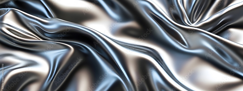 Naklejka premium Iridescent satin background with wavy folds, creating an elegant and luxurious feel