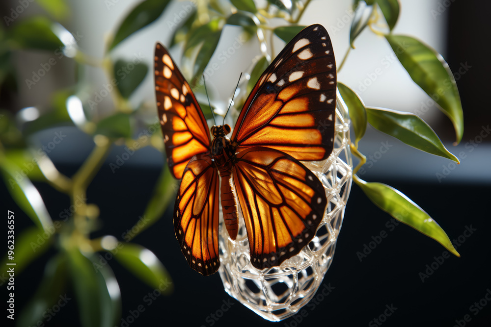A butterfly emerging from a cocoon. Concept of transformation and rebirth. Generative Ai. A butterfly emerging from a cocoon. Concept of transformation and rebirth. Generative Ai.