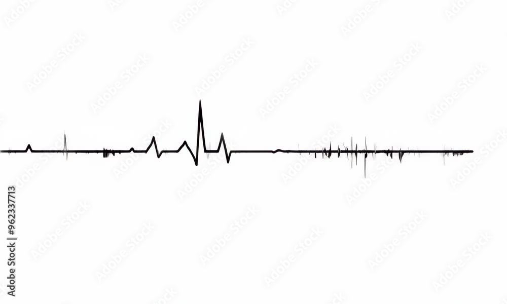 A simple, black heart rate line on a white background, symbolizing health monitoring, life, and minimalism in design