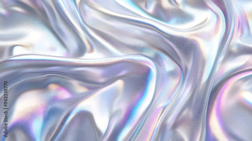 Obraz premium Iridescent satin background with wavy folds, creating an elegant and luxurious feel