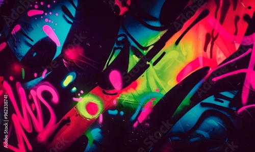Vibrant Graffiti Street Art Neon Colors Abstract Creative Expression | AI Generated