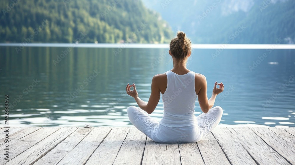 Fototapeta premium Serene Meditation by the Lake