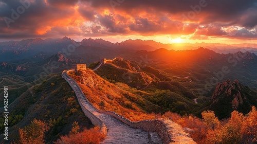 Great Wall of China at sunrise