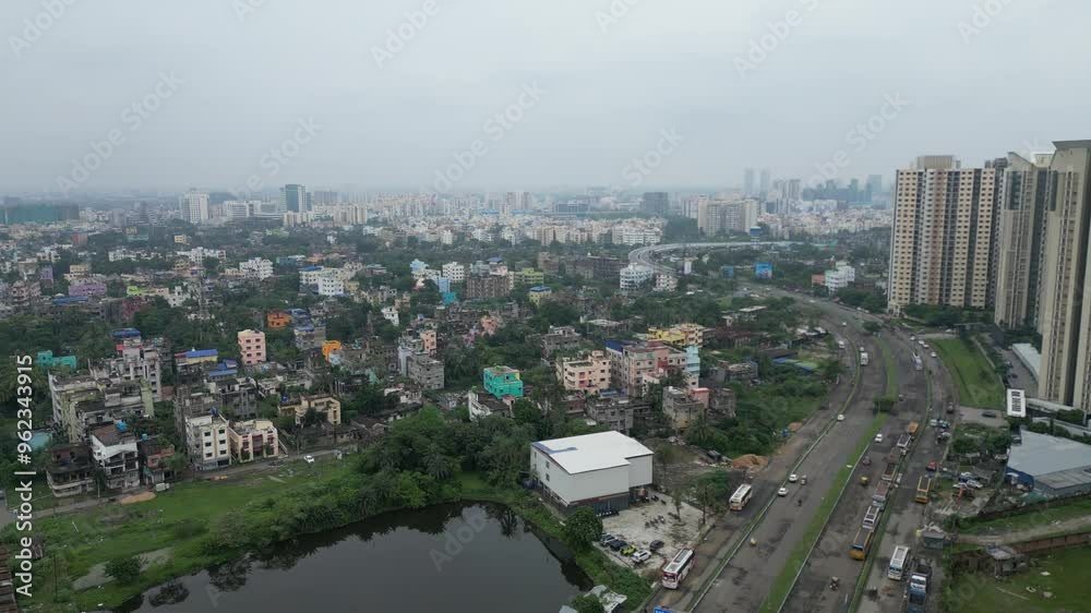 Beautiful aerial cityscape of Kolkata with nice modern infeastructures and buildings Beautiful aerial cityscape of Kolkata with nice modern infeastructures and buildings