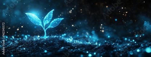 Digital Sapling Hologram Symbol on Advanced Technology Interface