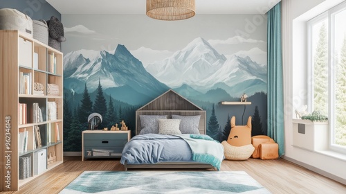 Cozy Mountain-Themed Bedroom