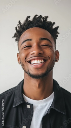 Portrait of a smiling young man against white background 