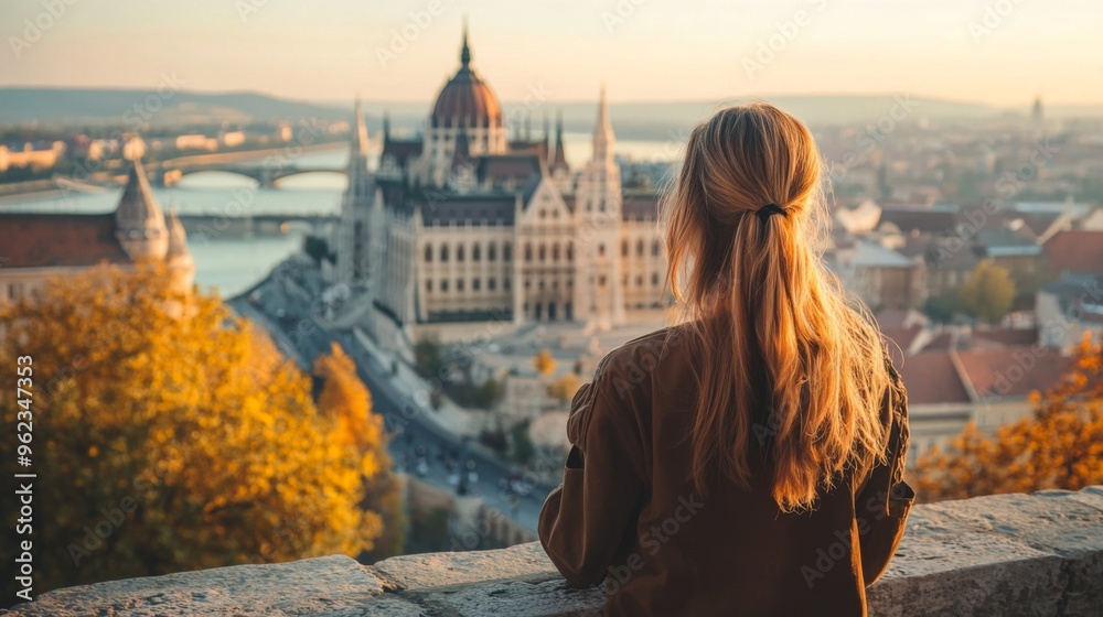Obraz premium Sunset View of Budapest