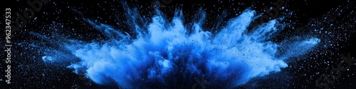 Cool Sapphire Blue Dust Cloud on Black Background