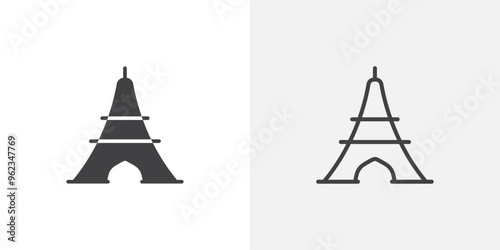 Eifell tower icon flat and simple set design
