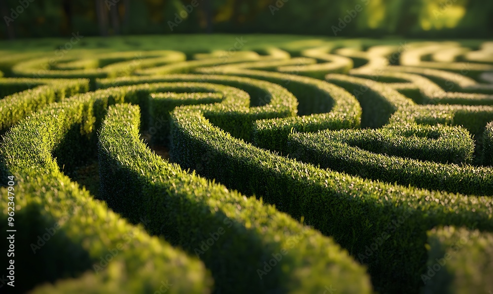 A Lush Green Maze of Intertwining Bushes A Lush Green Maze of Intertwining Bushes