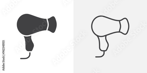 Hair dryer icon flat and simple set design