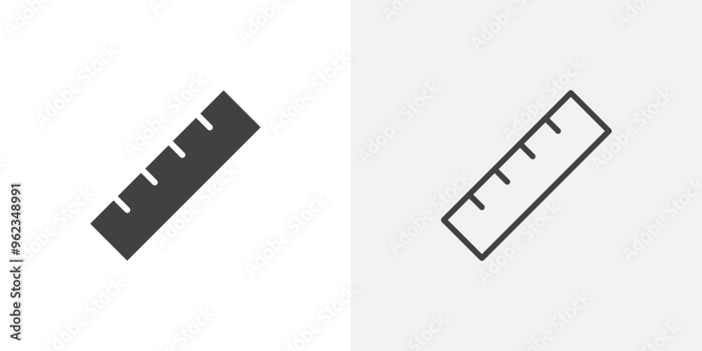 Ruler icon flat and simple set design Ruler icon flat and simple set design