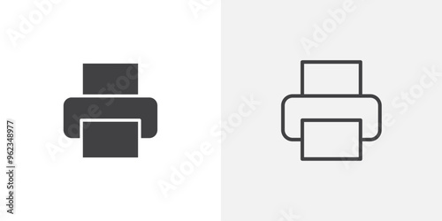 Printer icon flat and simple set design