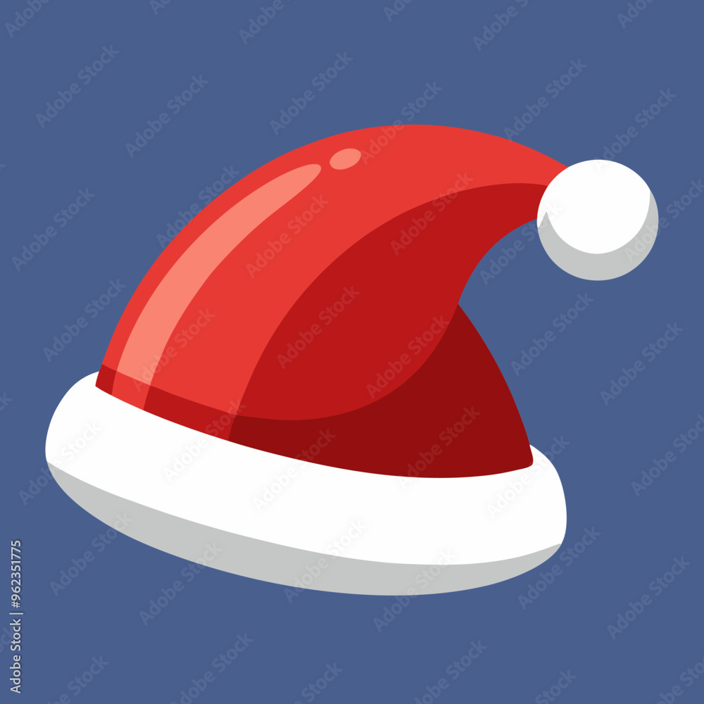 A vibrant red and white Santa hat placed against a striking blue background A vibrant red and white Santa hat placed against a striking blue background