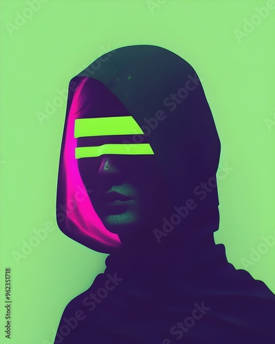 Futuristic Mystic Masked Figure Neon Colors Bold Expressionism | AI Generated