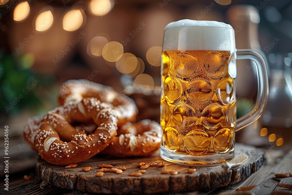 A Glass of Beer with Pretzels A Glass of Beer with Pretzels