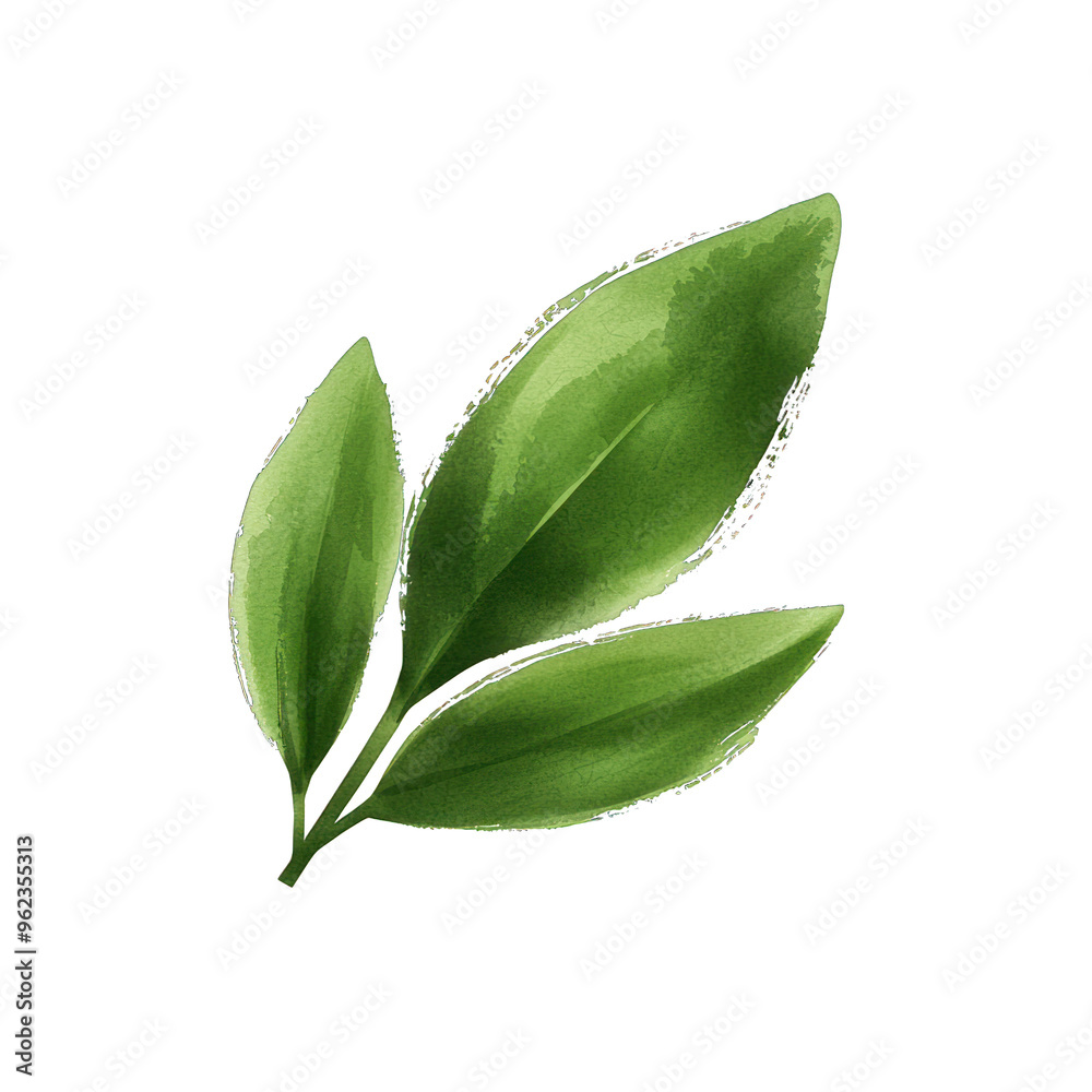 A vibrant green leaf showcasing natural beauty and freshness, ideal for botanical and eco-friendly designs. watercolor style