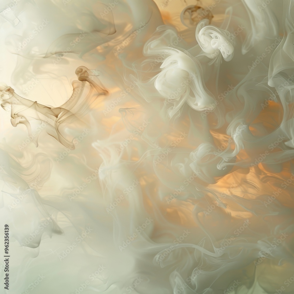 Light, airy smoke clouds drift in soft shades of green and orange, creating a gentle and tranquil abstract background. The smooth gradients and subtle colors make this image perfect for projects Light, airy smoke clouds drift in soft shades of green and orange, creating a gentle and tranquil abstract background. The smooth gradients and subtle colors make this image perfect for projects