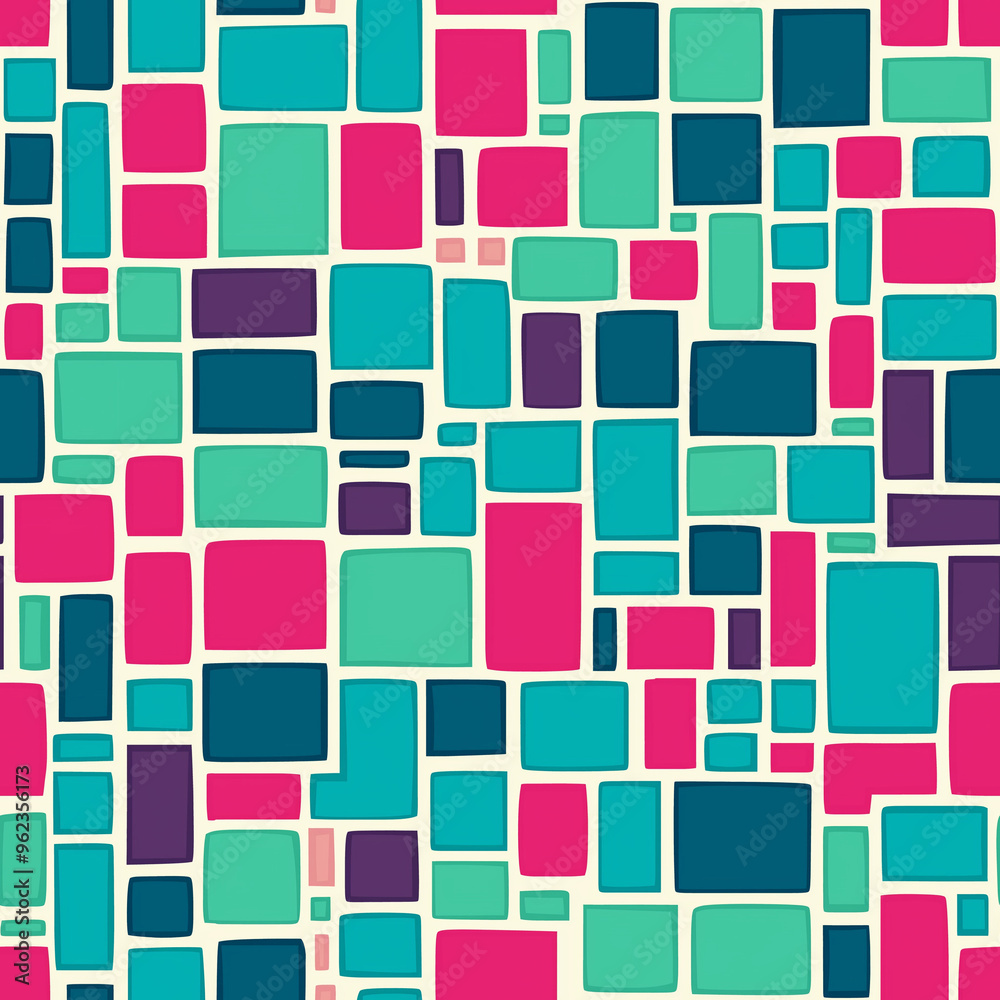 Pink and teal geometric square cube shaped pattern. Seamless Pink and teal geometric square cube shaped pattern. Seamless