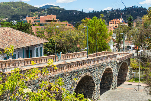 Broken Bridge or Puento Roto, constracted in 1840, destroyed by a flood  and partially restored as a tourist site. Cuenca, Azuay province, Ecuador. photo