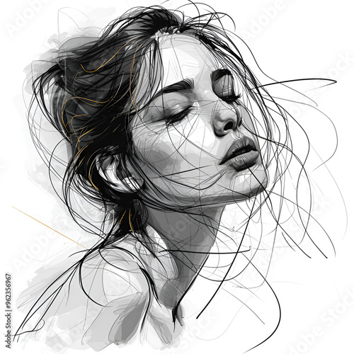 black and white portrait of a girl