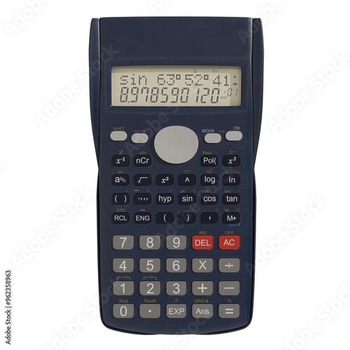 3d render scientific calculator with transparent background
