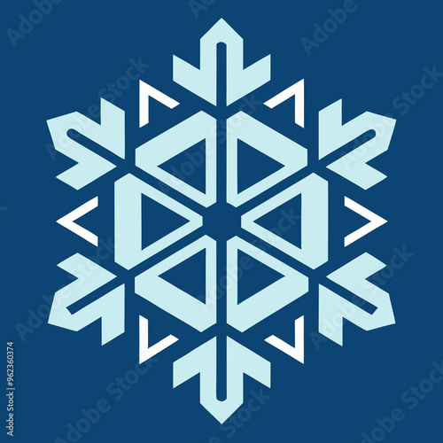 A snowflake with arrows pointing oppositely on a blue background