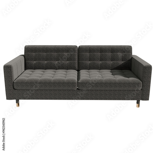 3d render black sofa home decor with transparent background