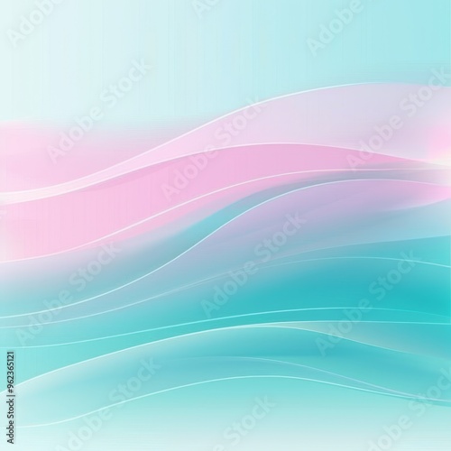 Abstract image featuring soft, flowing waves in pastel pink and turquoise. The smooth, layered lines create a calming and serene visual, ideal for modern designs, backgrounds, or wellness-themed
