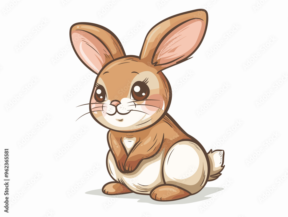 Cute cartoon bunny sitting on white background. Vector illustration for children. Cute cartoon bunny sitting on white background. Vector illustration for children.