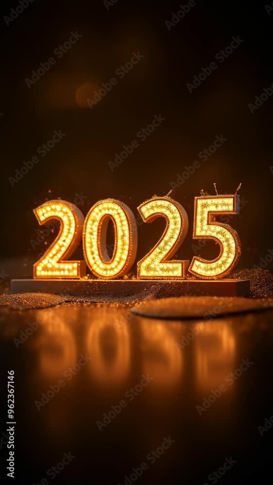 Video postcard 2025 in golden tones, bokeh Video postcard 2025 in golden tones, bokeh