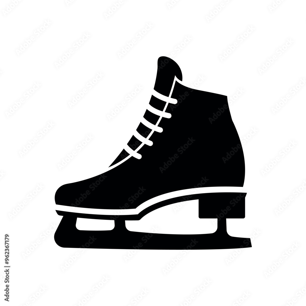 ice skates icon, figure skates symbol, ice skating sign, flat black filled vector illustration ice skates icon, figure skates symbol, ice skating sign, flat black filled vector illustration