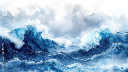 Ocean Waves Watercolor