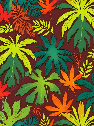 Colorful Tropical Leaves Pattern